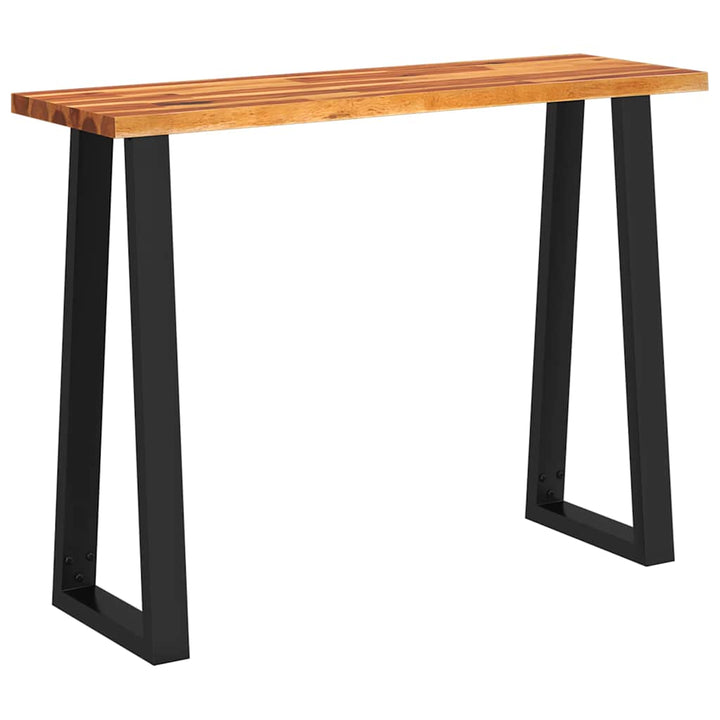 konsolbord med naturlig kant 110x35x80 cm massivt akacietræ