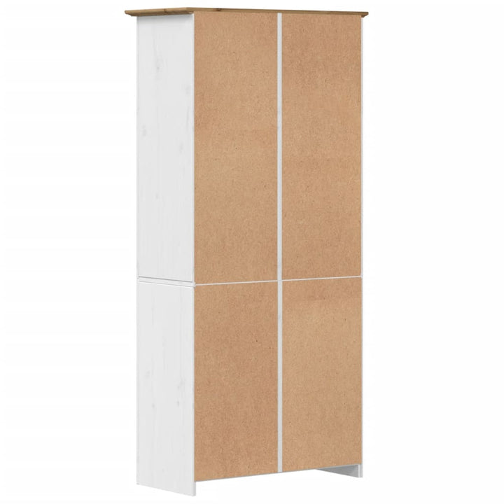 bogreol BODO 82x40x173 cm massivt fyrretræ hvid og brun