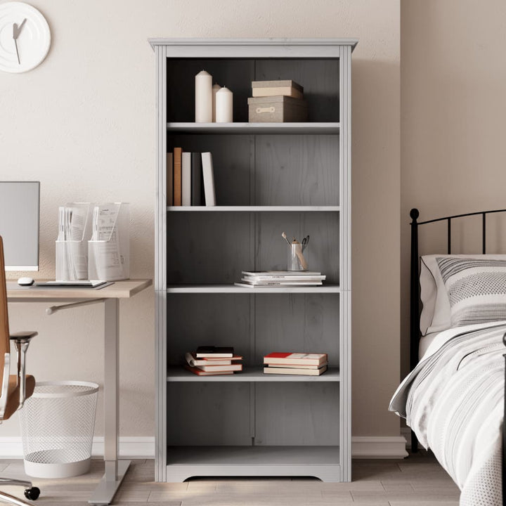 bogreol BODO 5 hylder 82x40x173 cm massivt fyrretræ grå