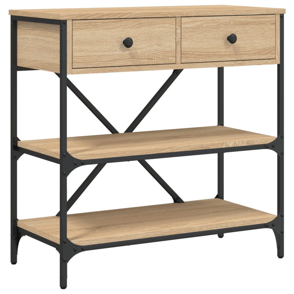 konsolbord 75x34,5x75 cm konstrueret træ sonoma-eg