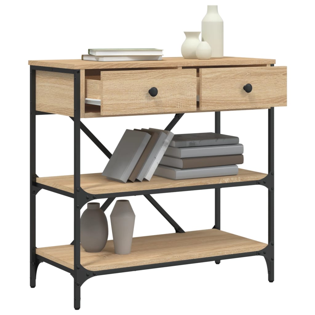 konsolbord 75x34,5x75 cm konstrueret træ sonoma-eg