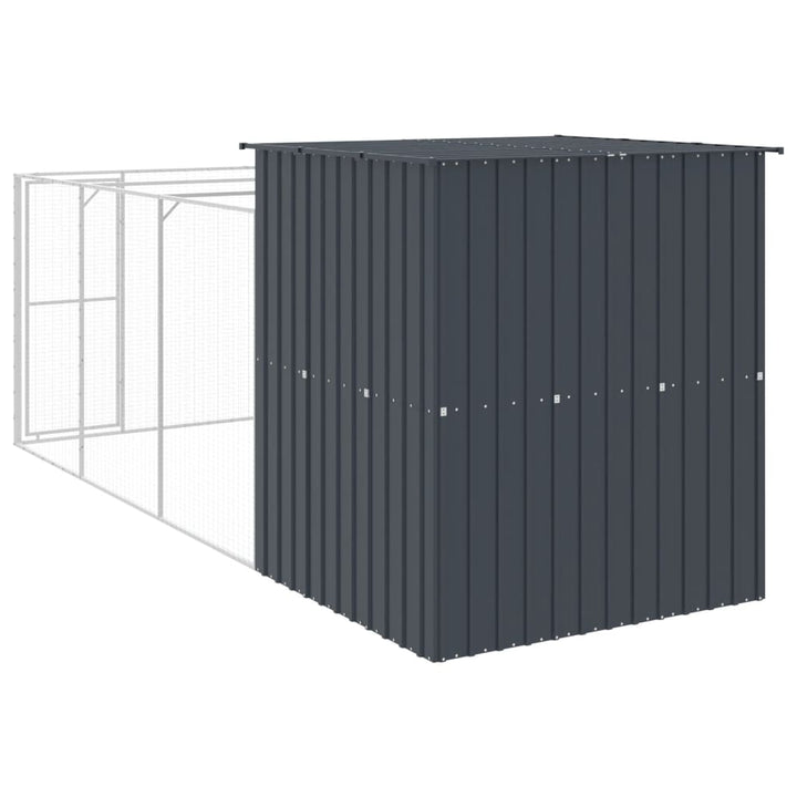 hundehus med løbegård 165x455x181 cm galvaniseret stål antracit