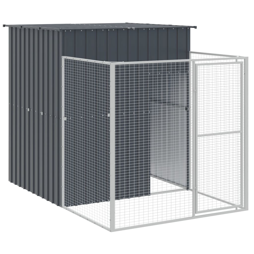 hundehus m. løbegård 165x1067x181 cm galvaniseret stål antracit