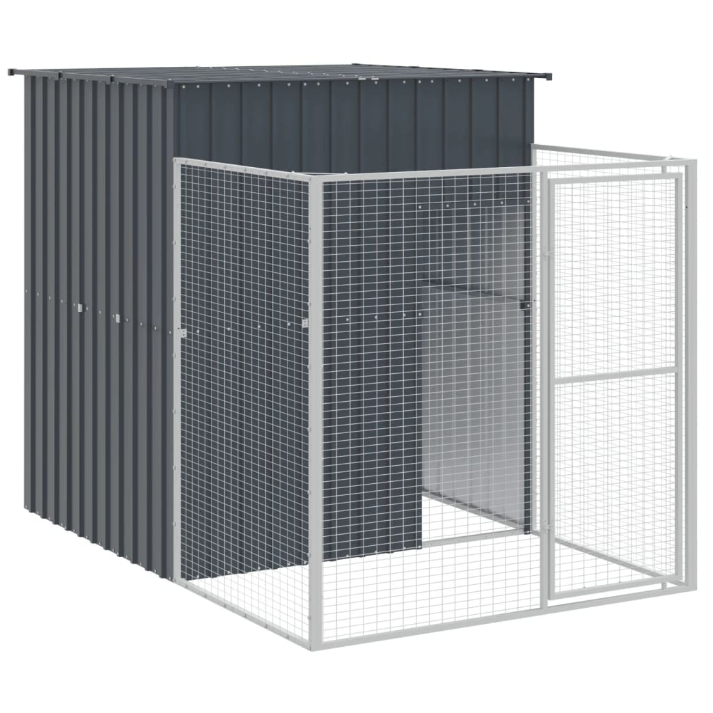 hundehus m. løbegård 165x1271x181 cm galvaniseret stål antracit