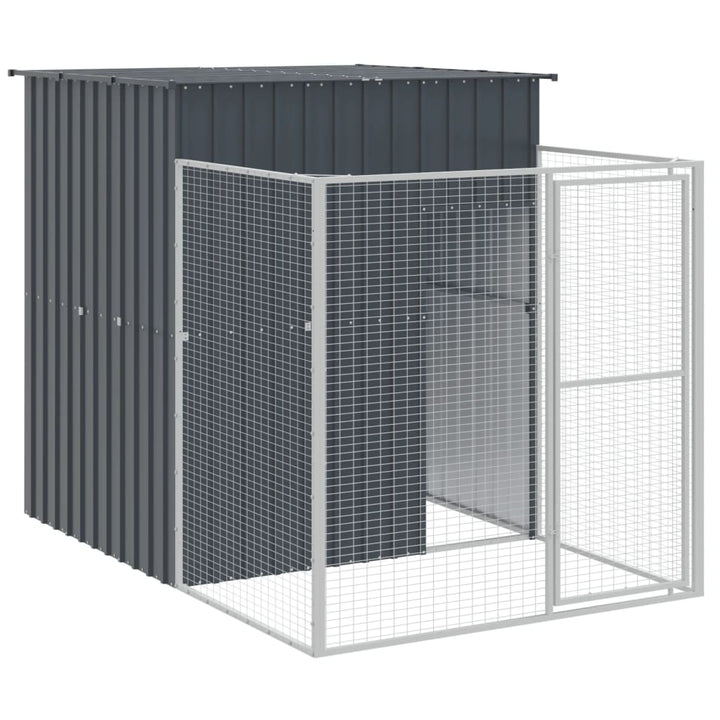 hundehus m. løbegård 165x1271x181 cm galvaniseret stål antracit