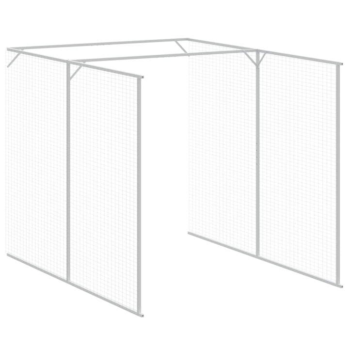 hundehus med løbegård 165x455x181 cm galvaniseret stål lysegrå