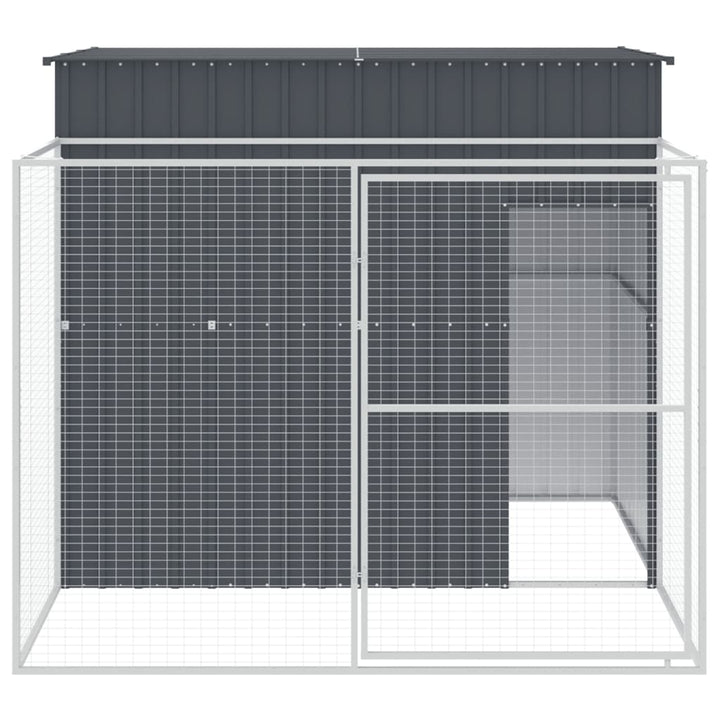 hundehus med løbegård 214x253x181 cm galvaniseret stål antracit
