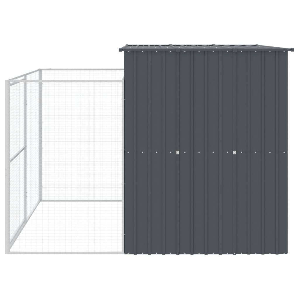hundehus med løbegård 214x253x181 cm galvaniseret stål antracit