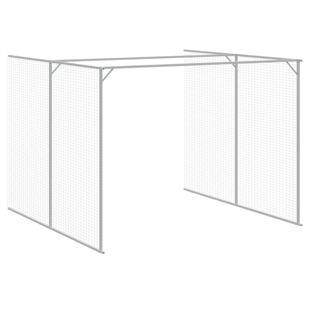 hundehus med løbegård 214x457x181 cm galvaniseret stål antracit