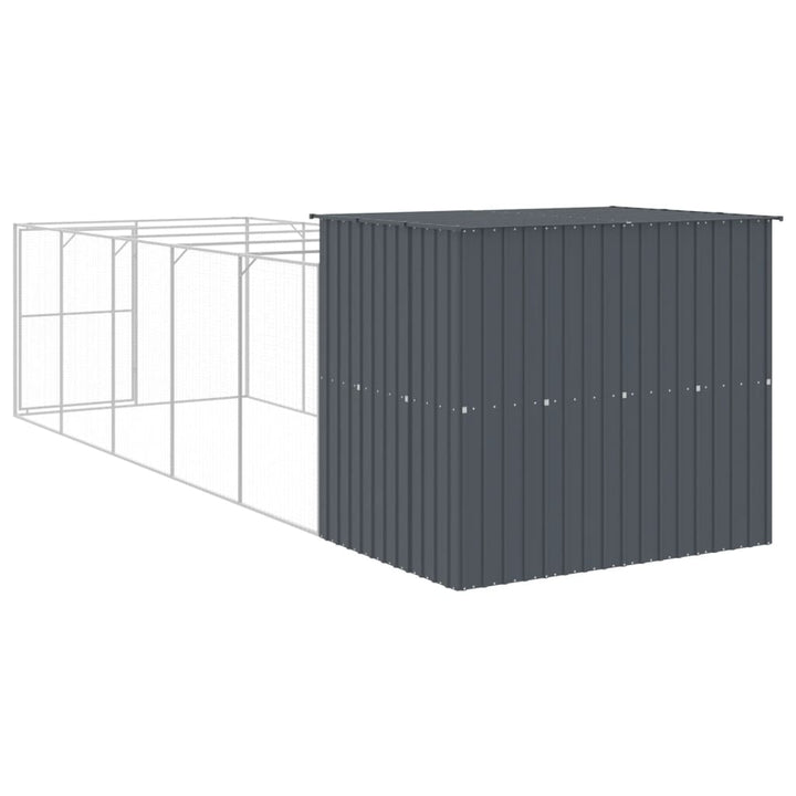 hundehus med løbegård 214x661x181 cm galvaniseret stål antracit