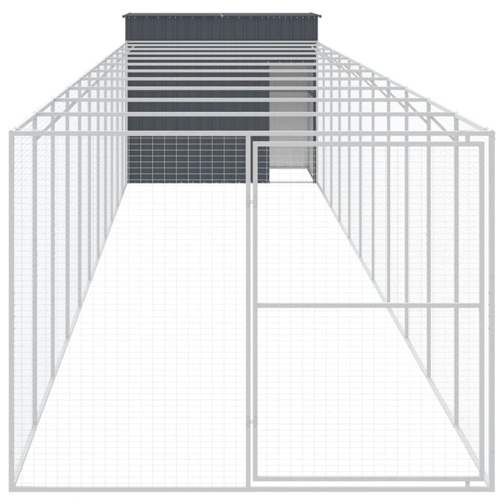 hundehus m. løbegård 214x1273x181 cm galvaniseret stål antracit