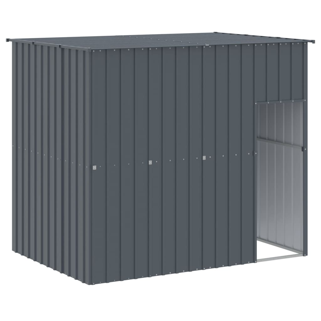 hundehus m. løbegård 214x1273x181 cm galvaniseret stål antracit
