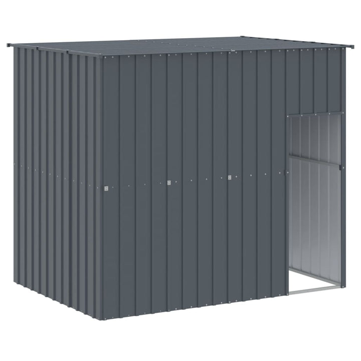 hundehus m. løbegård 214x1273x181 cm galvaniseret stål antracit