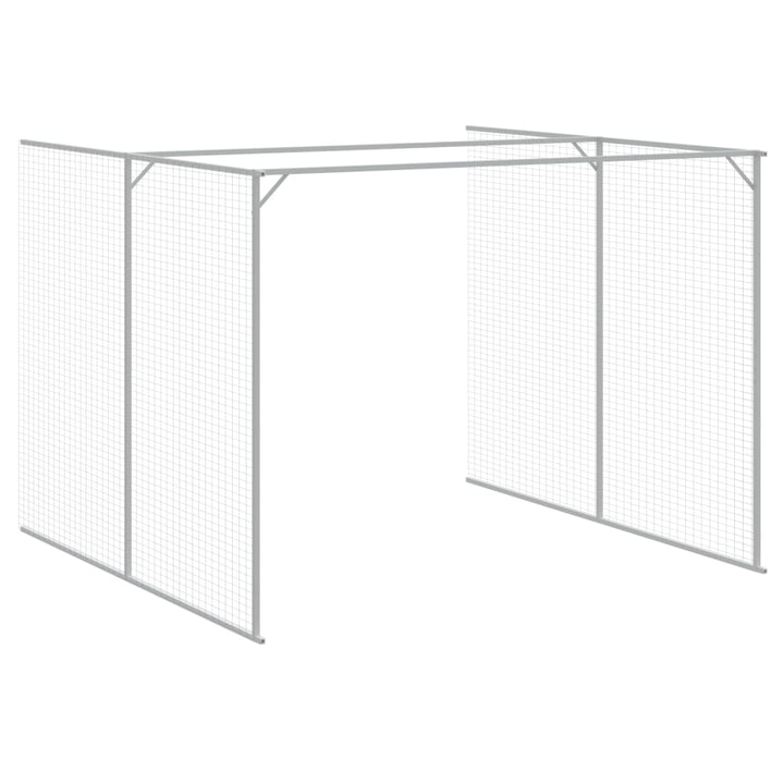 hundehus med løbegård 214x457x181 cm galvaniseret stål lysegrå