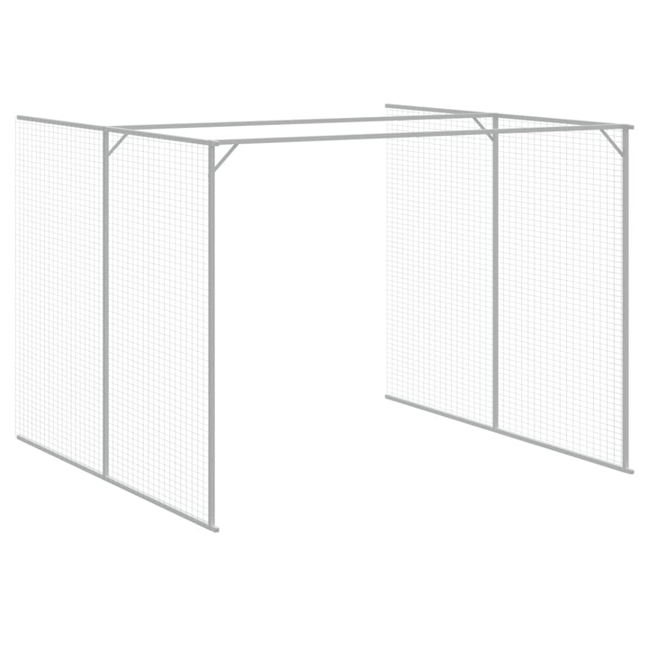 hundehus med løbegård 214x661x181 cm galvaniseret stål lysegrå