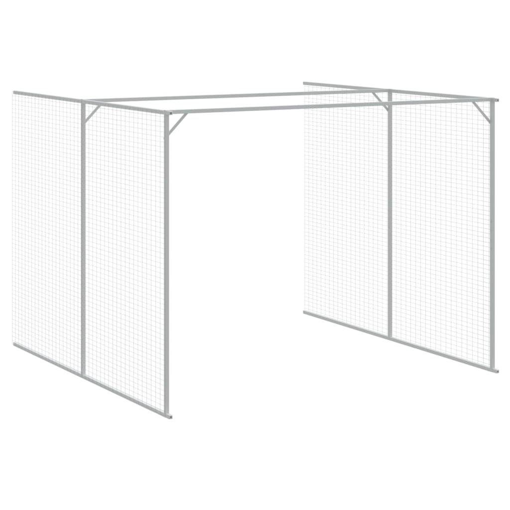 hundehus med løbegård 214x865x181 cm galvaniseret stål lysegrå