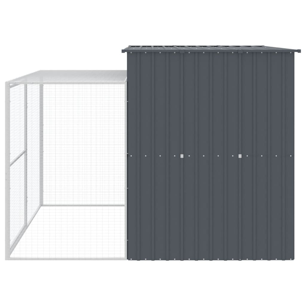 hundehus med løbegård 214x253x181 cm galvaniseret stål antracit