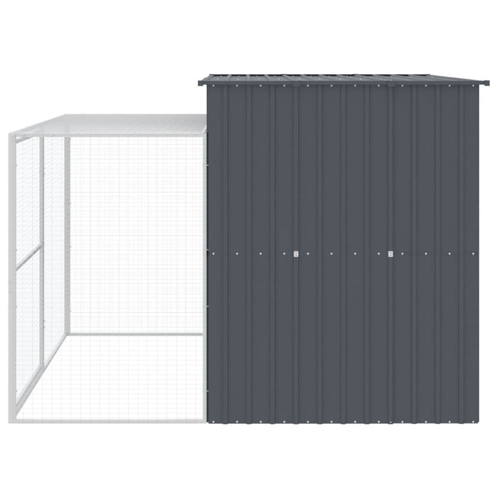 hundehus med løbegård 214x253x181 cm galvaniseret stål antracit