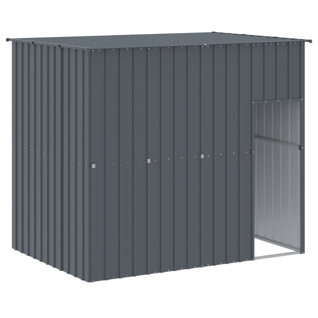 hundehus med løbegård 214x661x181 cm galvaniseret stål antracit