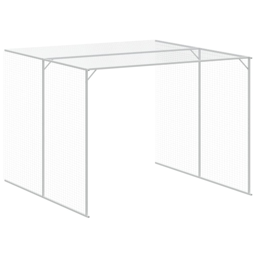 hundehus med løbegård 214x865x181 cm galvaniseret stål antracit