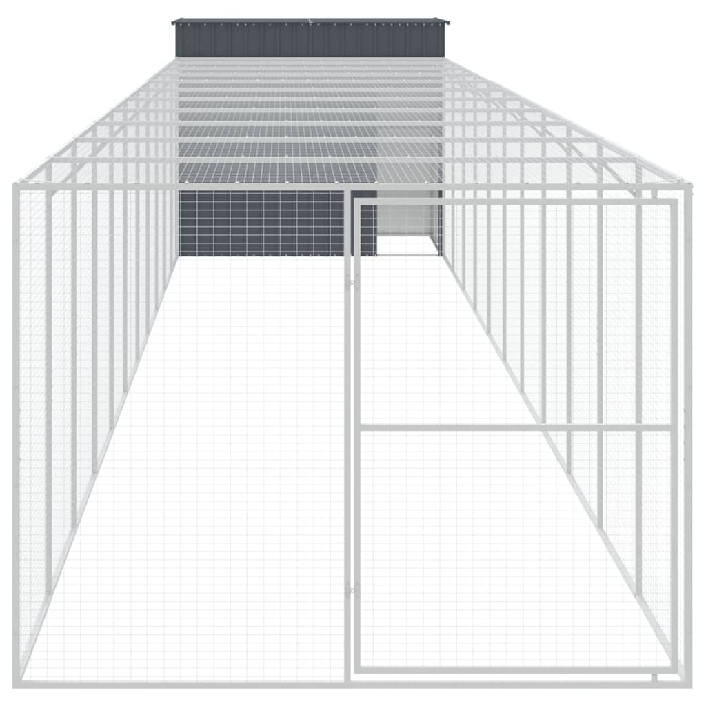 hundehus m. løbegård 214x1273x181 cm galvaniseret stål antracit