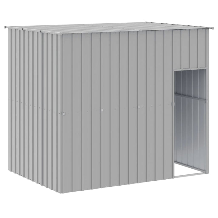 hundehus med løbegård 214x253x181 cm galvaniseret stål lysegrå
