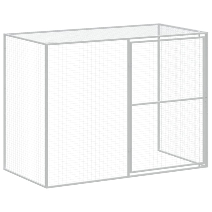 hundehus med løbegård 214x253x181 cm galvaniseret stål lysegrå