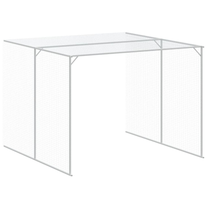 hundehus med løbegård 214x457x181 cm galvaniseret stål lysegrå