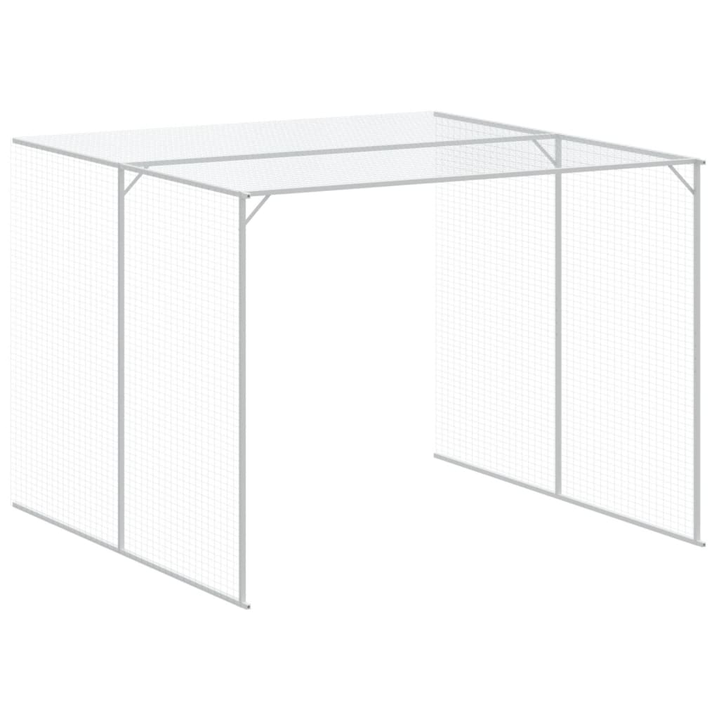hundehus med løbegård 214x1069x181 cm galvaniseret stål lysegrå