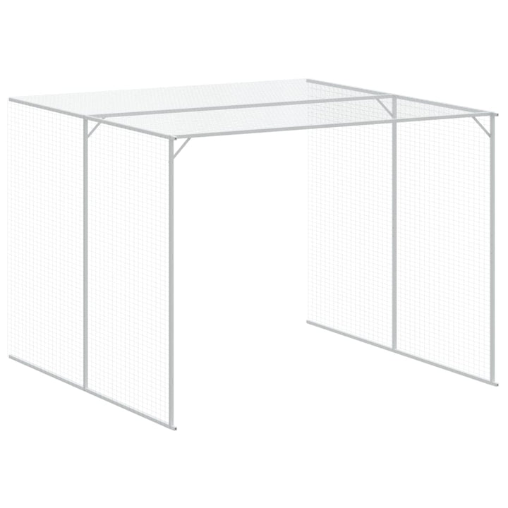 hundehus med løbegård 214x1273x181 cm galvaniseret stål lysegrå