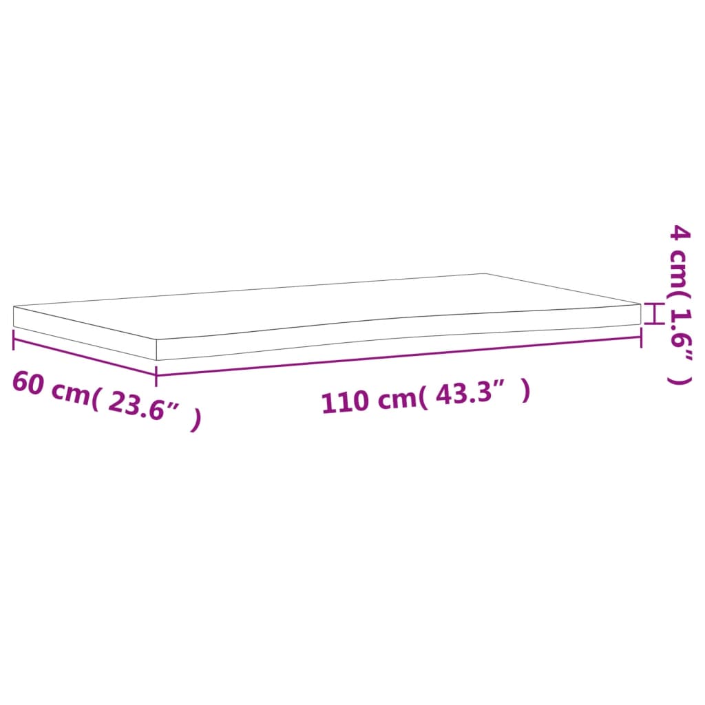 skrivebordsplade 110x(55-60)x4 cm massivt bøgetræ