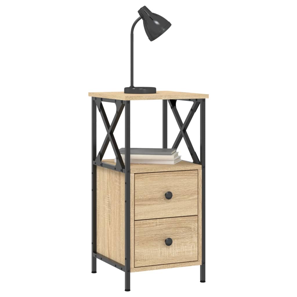 sengeborde 2 stk. 34x35,5x70 cm konstrueret træ sonoma-eg