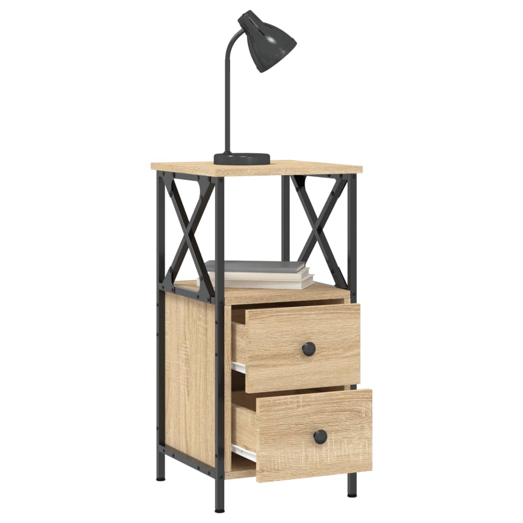 sengeborde 2 stk. 34x35,5x70 cm konstrueret træ sonoma-eg