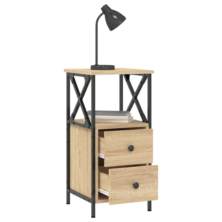 sengeborde 2 stk. 34x35,5x70 cm konstrueret træ sonoma-eg