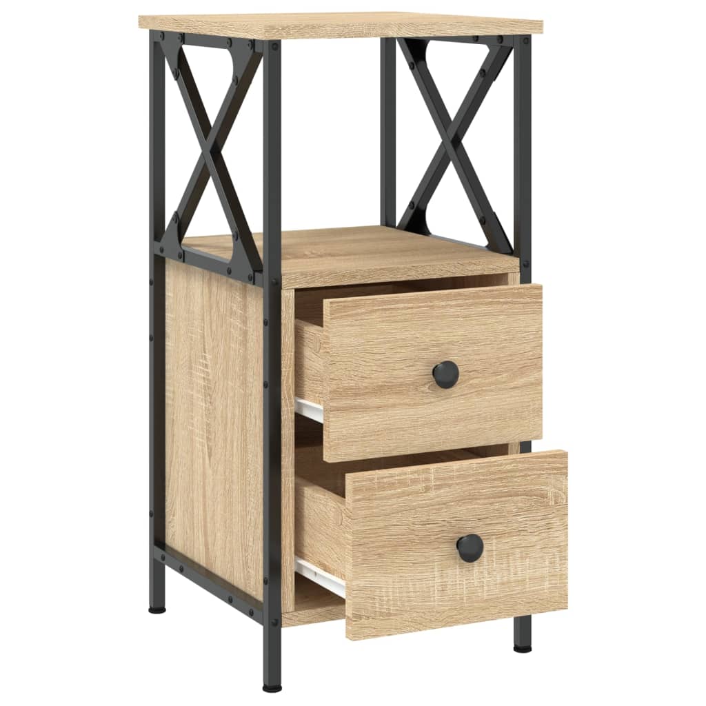 sengeborde 2 stk. 34x35,5x70 cm konstrueret træ sonoma-eg