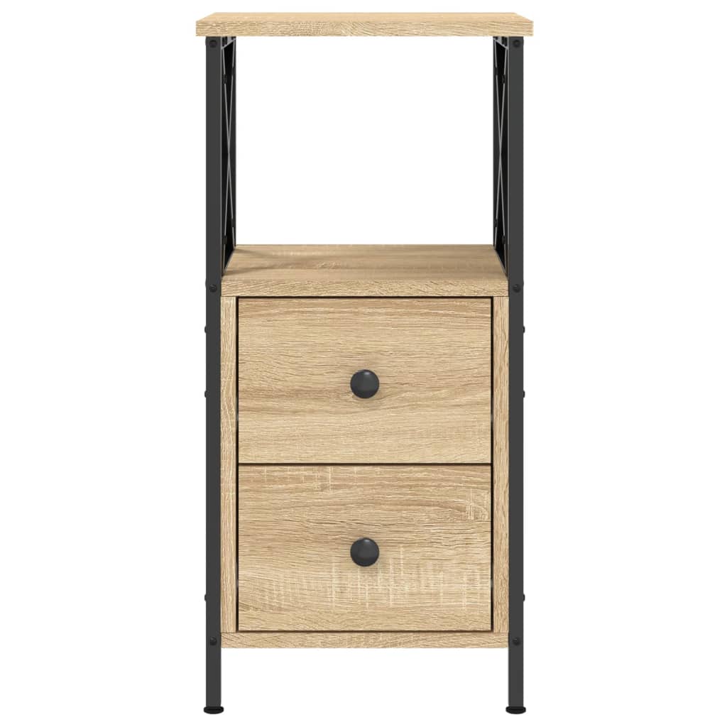 sengeborde 2 stk. 34x35,5x70 cm konstrueret træ sonoma-eg