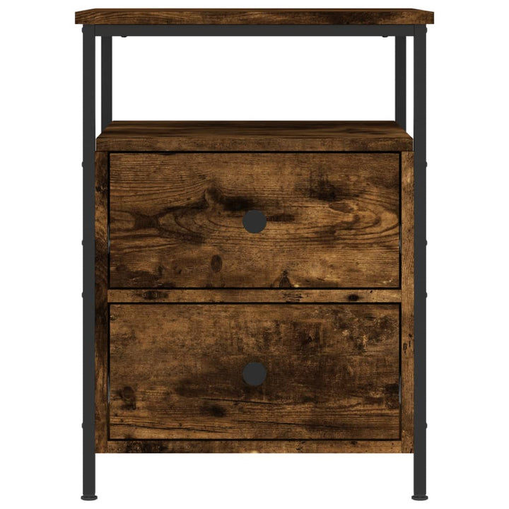 sengeborde 2 stk. 44x45x60 cm konstrueret træ røget egetræ
