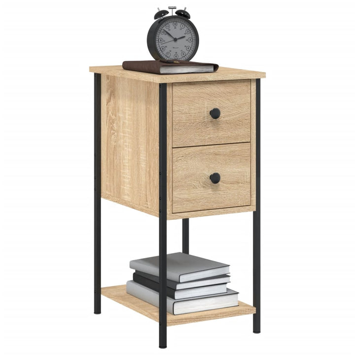 sengeborde 2 stk. 32x42x70 cm konstrueret træ sonoma-eg