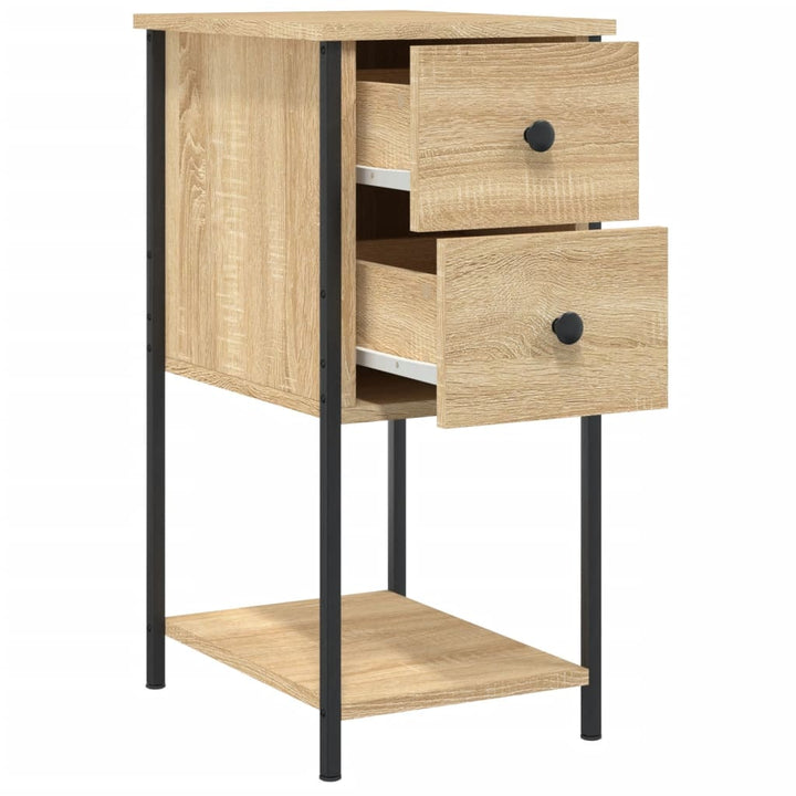 sengeborde 2 stk. 32x42x70 cm konstrueret træ sonoma-eg