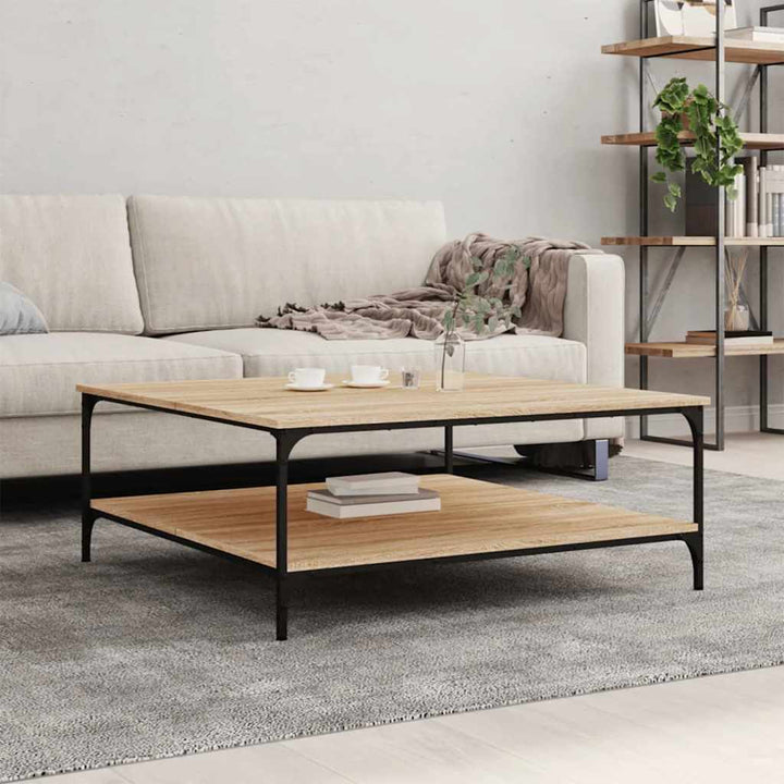 sofabord 100x100x40 cm konstrueret træ sonoma-eg