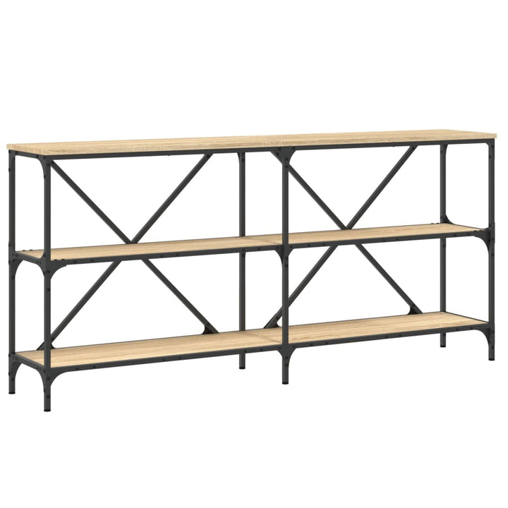 konsolbord 160x30x75 cm konstrueret træ og jern sonoma-eg