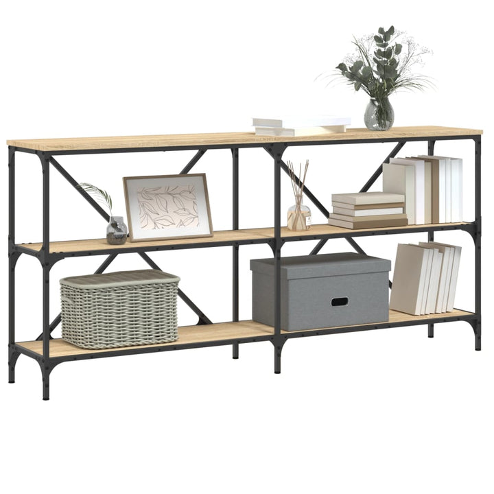 konsolbord 160x30x75 cm konstrueret træ og jern sonoma-eg