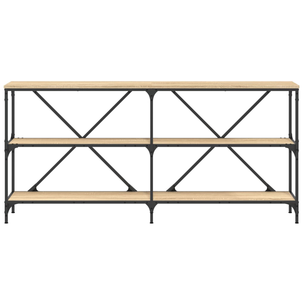 konsolbord 160x30x75 cm konstrueret træ og jern sonoma-eg
