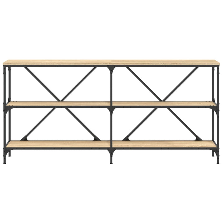konsolbord 160x30x75 cm konstrueret træ og jern sonoma-eg