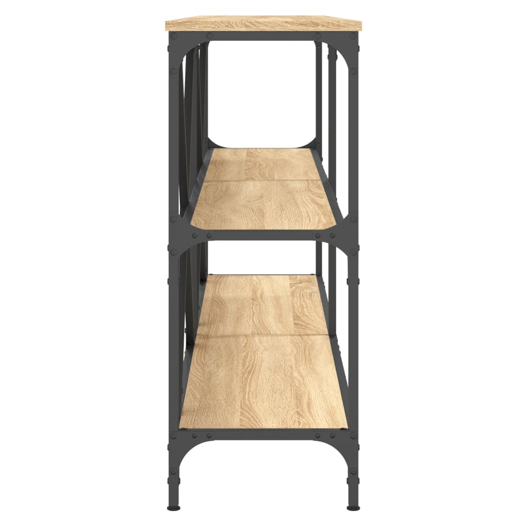 konsolbord 160x30x75 cm konstrueret træ og jern sonoma-eg
