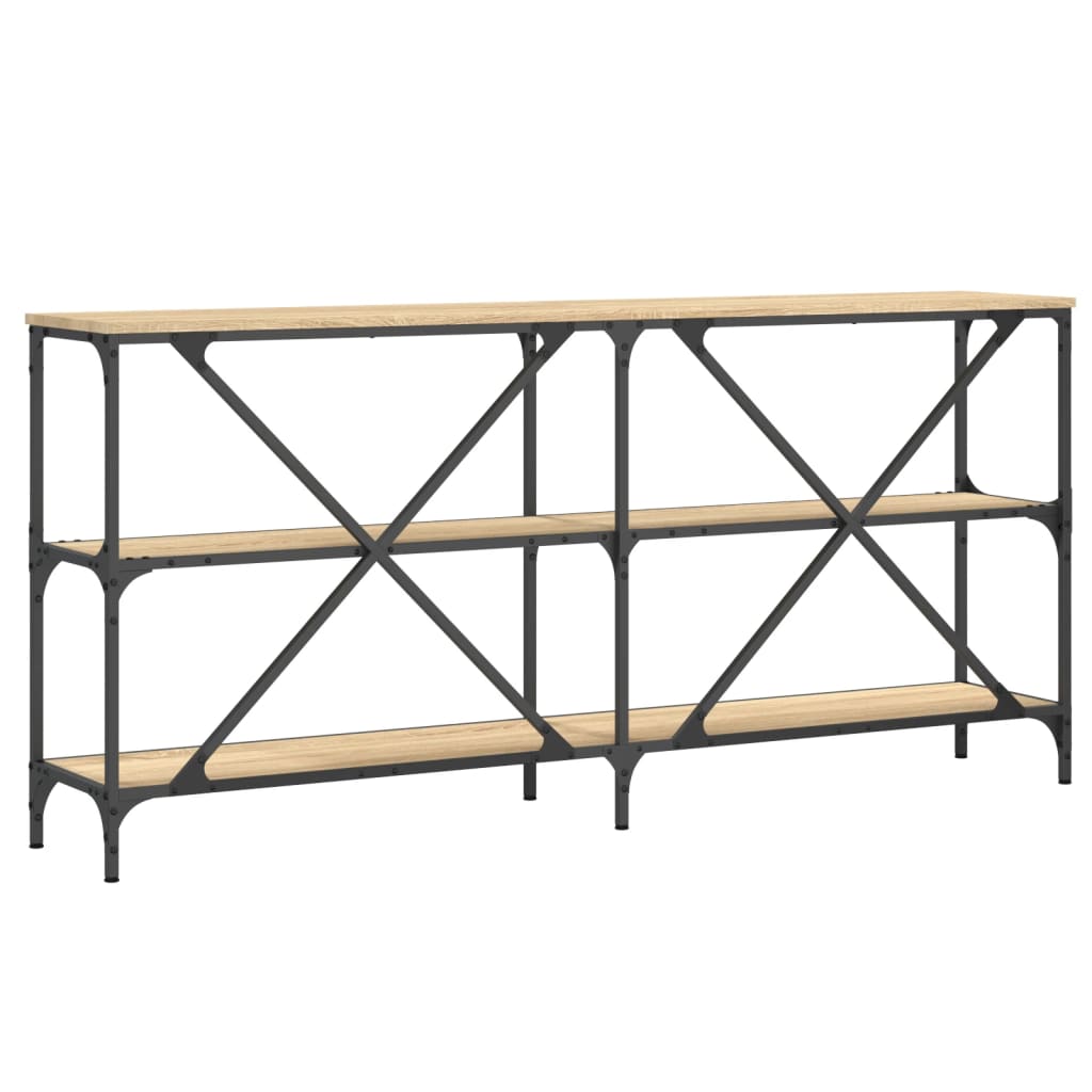 konsolbord 160x30x75 cm konstrueret træ og jern sonoma-eg