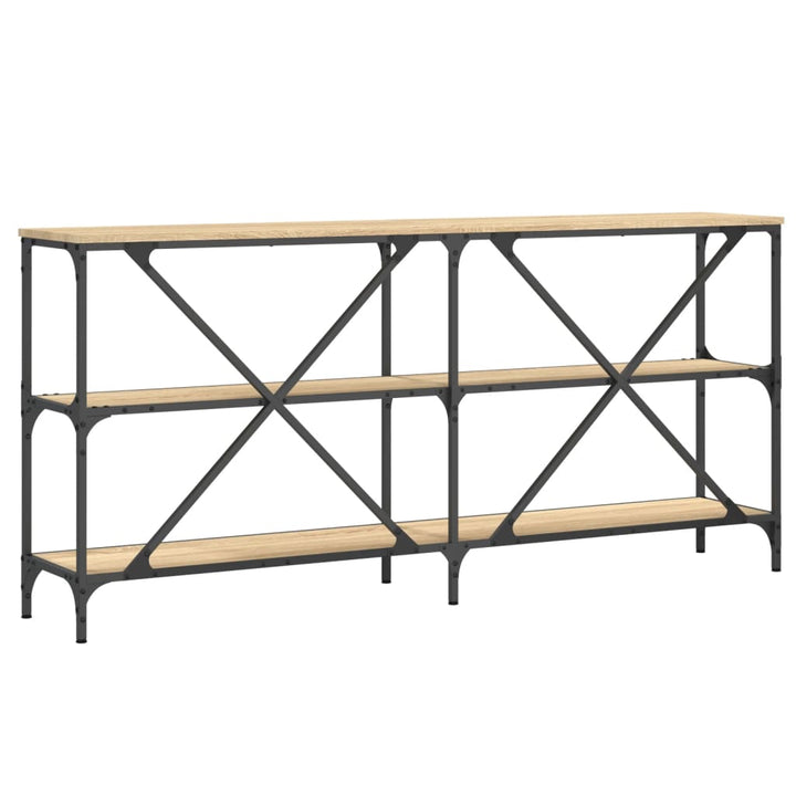 konsolbord 160x30x75 cm konstrueret træ og jern sonoma-eg