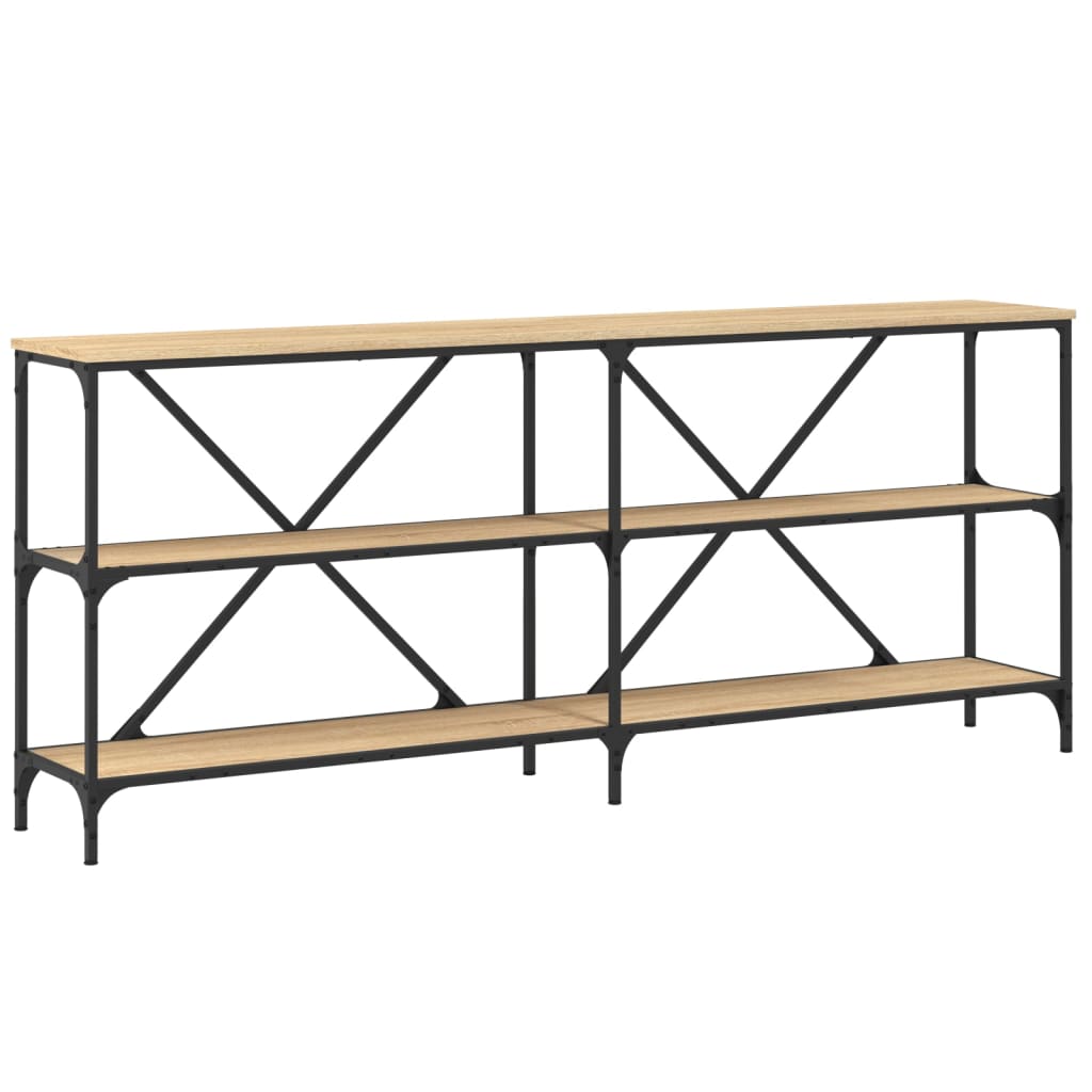konsolbord 180x30x75 cm konstrueret træ og jern sonoma-eg