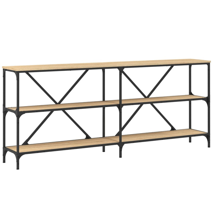 konsolbord 180x30x75 cm konstrueret træ og jern sonoma-eg