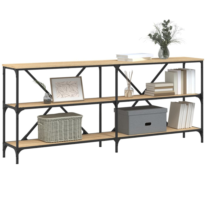 konsolbord 180x30x75 cm konstrueret træ og jern sonoma-eg